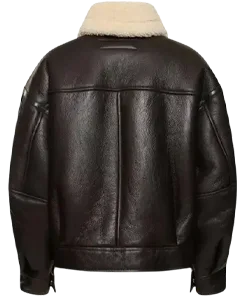 Womens Sheepskin Flight Shearling Leather Jacket - Image 2