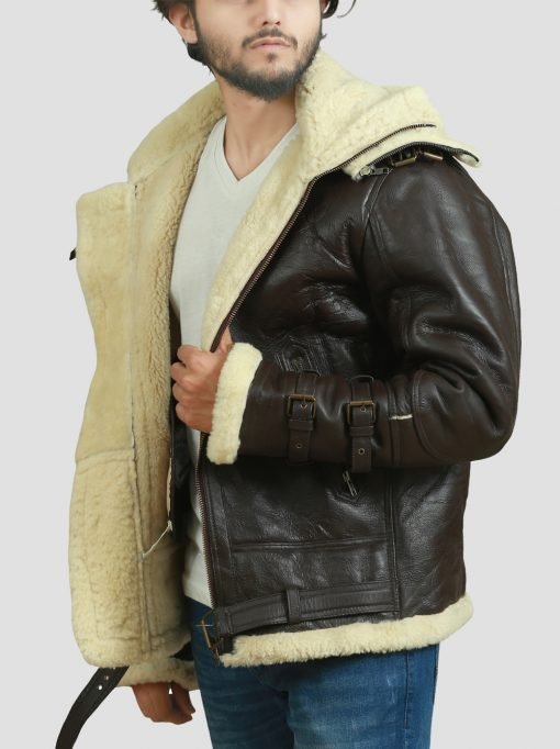B3 Shearling Bomber Leather Jacket - Image 2