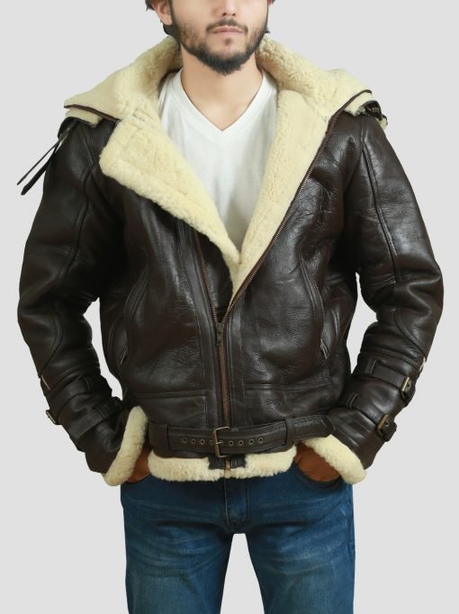 B3 Shearling Bomber Leather Jacket - Image 3