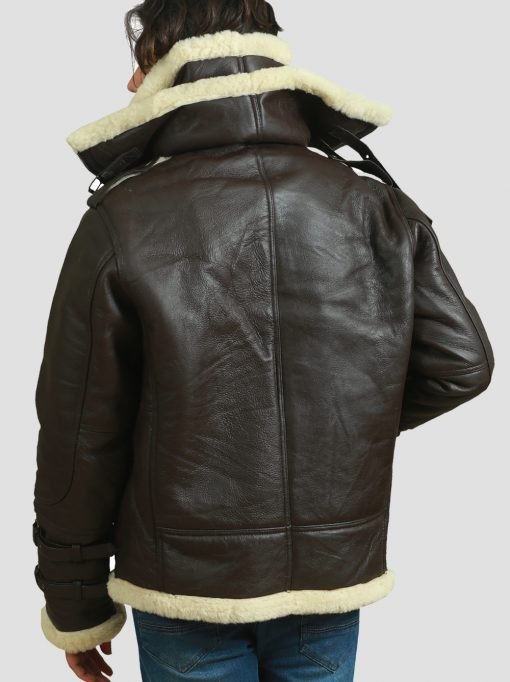 B3 Shearling Bomber Leather Jacket - Image 4