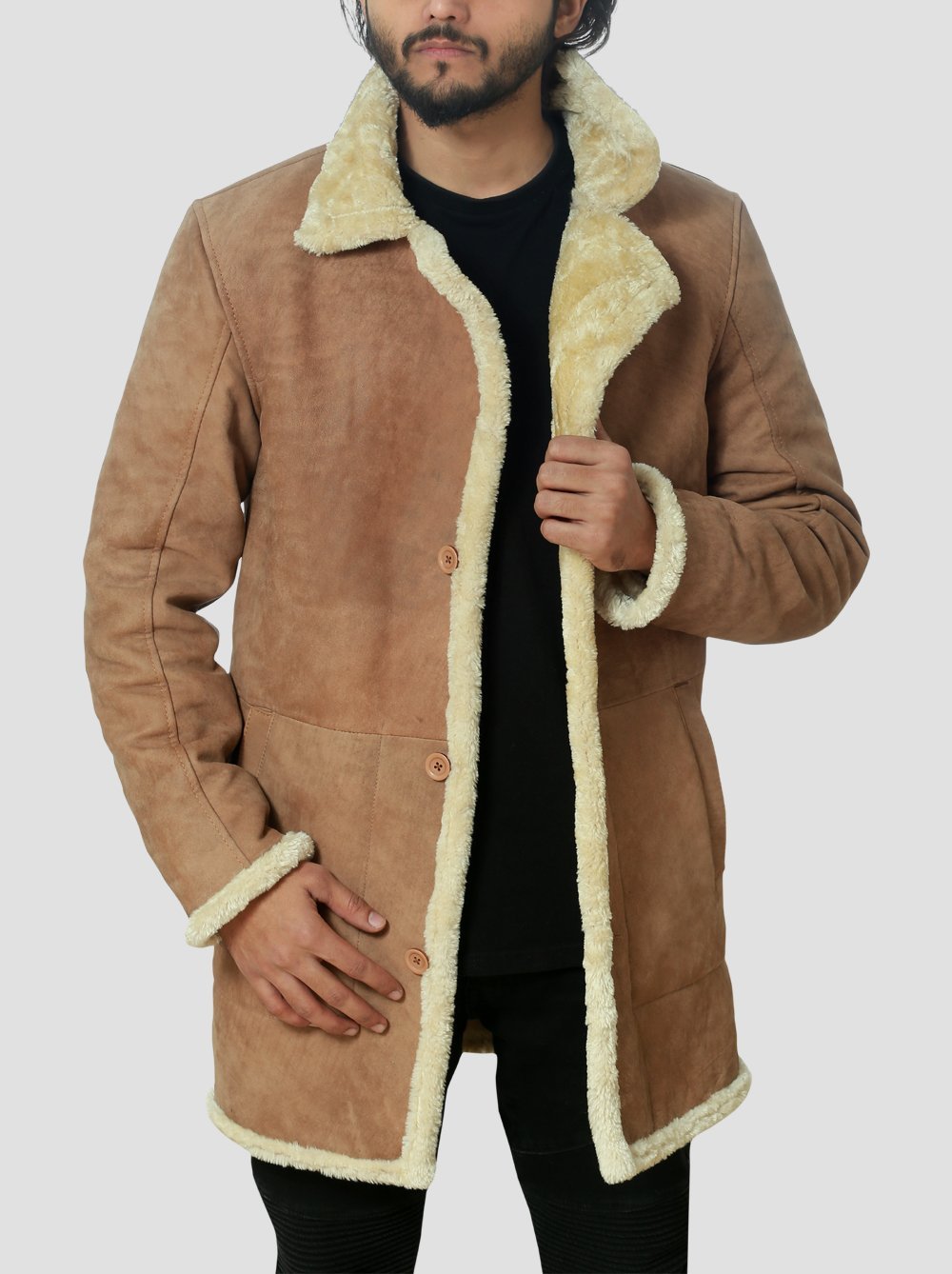 James Brown Leather Sheepskin Shearling Coat - Image 2