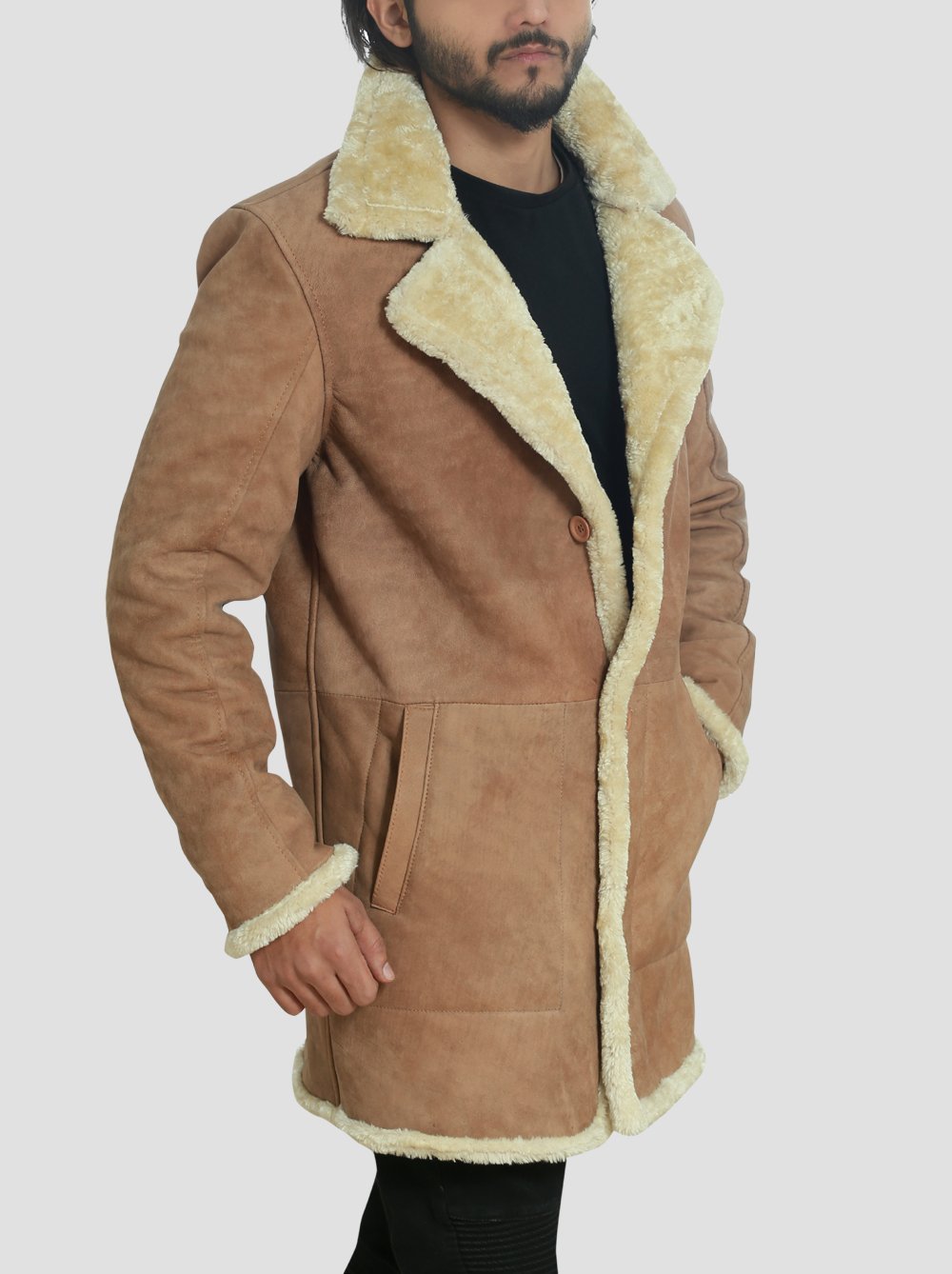 James Brown Leather Sheepskin Shearling Coat - Image 3