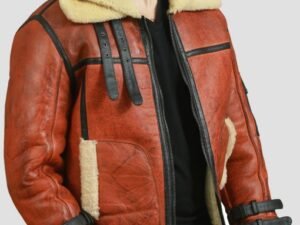 Alternative view of RAF B3 Aviator Shearling Bomber Leather Jacket