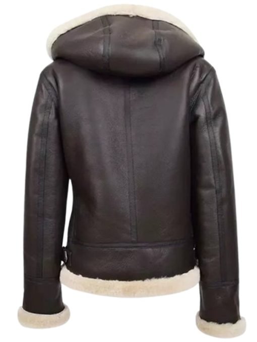 B3 Sheepskin Leather Hooded Jacket - Image 2