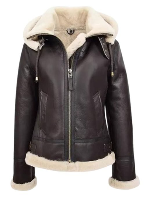 B3 Sheepskin Leather Hooded Jacket