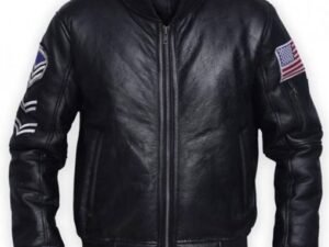 Lucas Black Leather Bomber Jacket