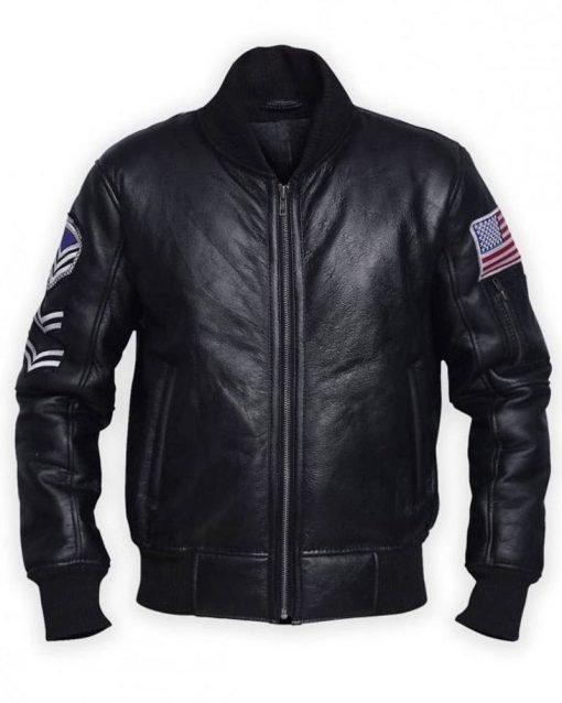 Lucas Black Leather Bomber Jacket