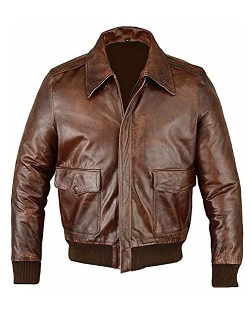 A2 Flight Bomber Jacket in Brown Leather
