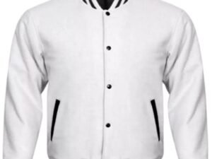 Casual Style White Varsity Jacket Mens