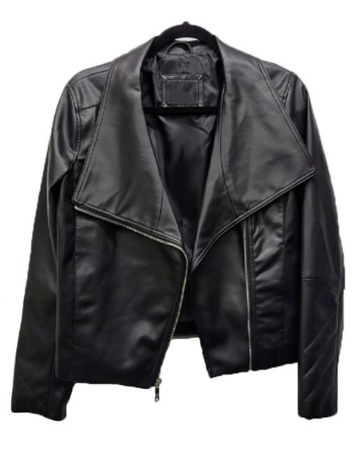 Casual Vintage Black Leather Jacket for Women - Image 3