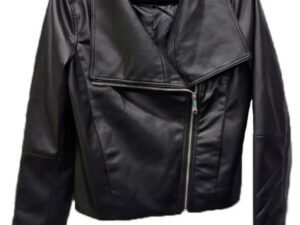 Casual Vintage Black Leather Jacket for Women
