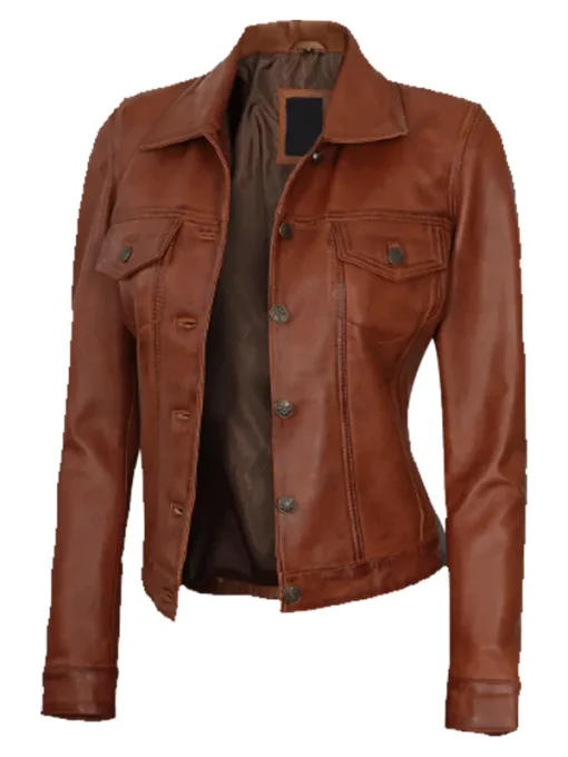 Classic Vintage Brown Trucker Jacket Women’s