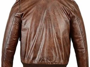 Alternative view of A2 Flight Bomber Jacket in Brown Leather