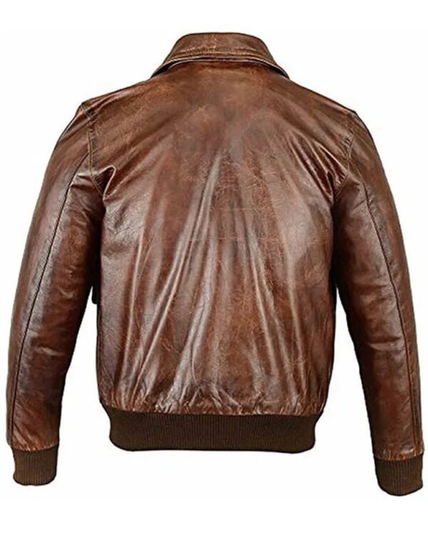 Alternative view of A2 Flight Bomber Jacket in Brown Leather
