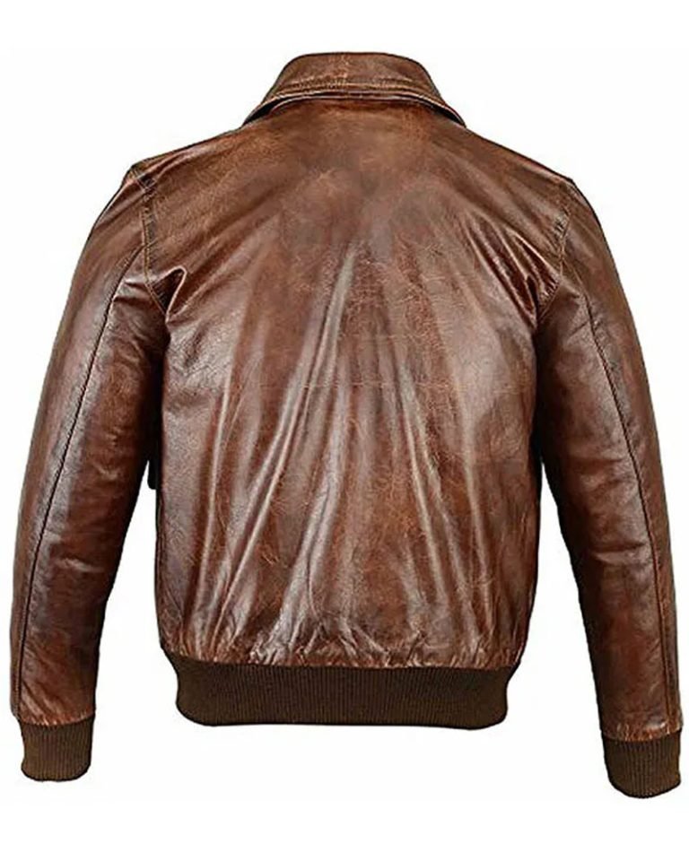 A2 Flight Bomber Jacket in Brown Leather - Image 2