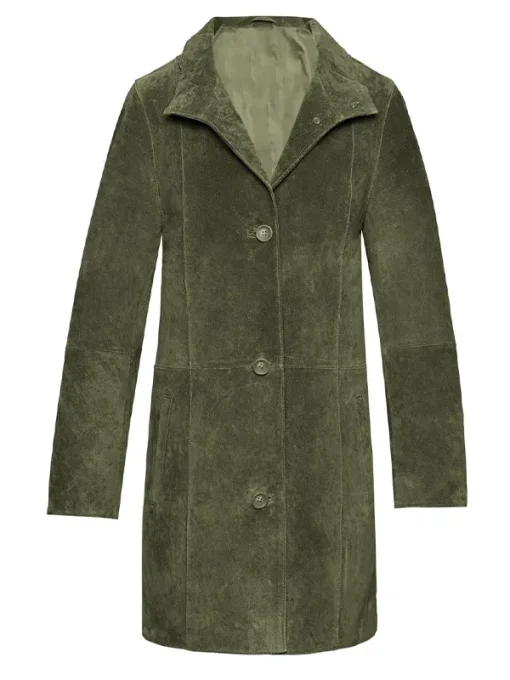 Womens Green Suede Coat
