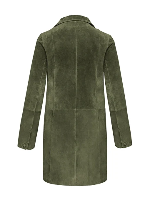 Womens Green Suede Coat - Image 2