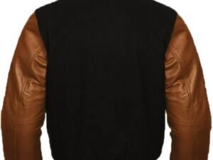 Alternative view of Casual Brown and Black Varsity Jacket for Men