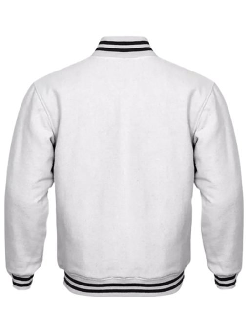 Casual Style White Varsity Jacket Mens - Image 2