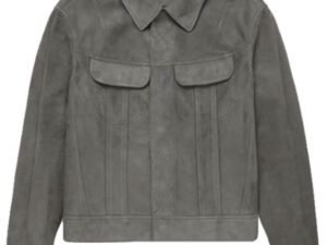Men Trucker Grey Suede Leather Jacket