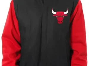 Men Casual Black and Red Chicago Bulls Varsity Jacket