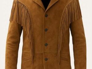 Cowboy Fringe Jacket in Real Tan Suede