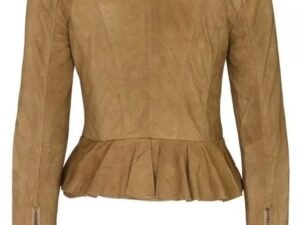 Alternative view of Women Stylish Brown Suede Leather Peplum Jacket