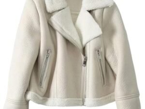 Women Flying Aviator White Shearling Leather Jacket