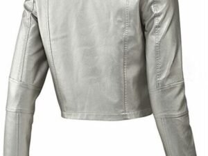 Alternative view of Women Slim Fit Silver Leather Biker Jacket