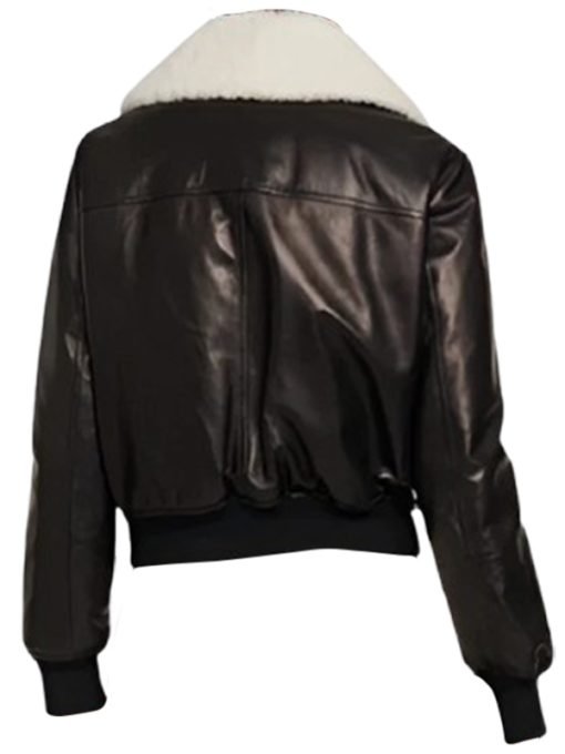 Women’s RAF Bomber Black Leather Bomber Jacket - Image 2