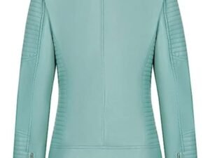 Alternative view of Womens Casual Style Light Blue Biker Jacket