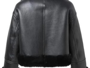 Alternative view of Womens Shearling Black Cropped Aviator Jacket