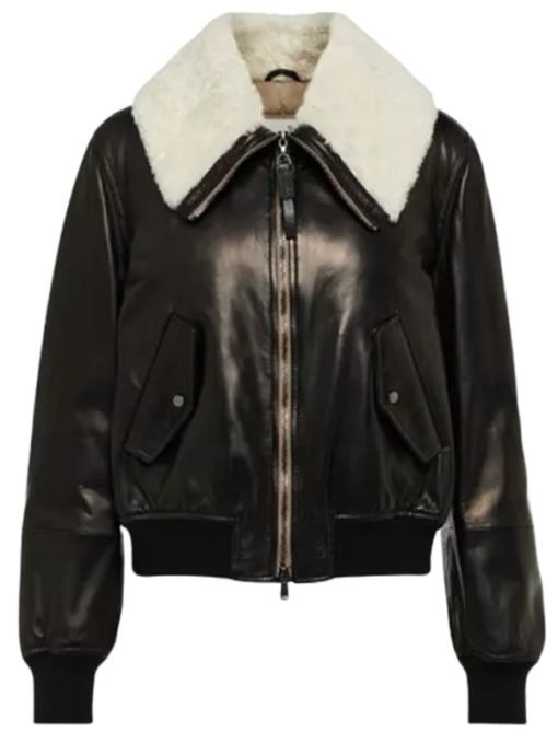 Women’s RAF Bomber Black Leather Bomber Jacket