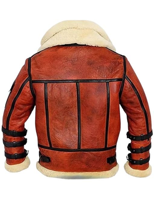 Alternative view of Men RAF B3 Bomber Aviator Brown Leather Jacket