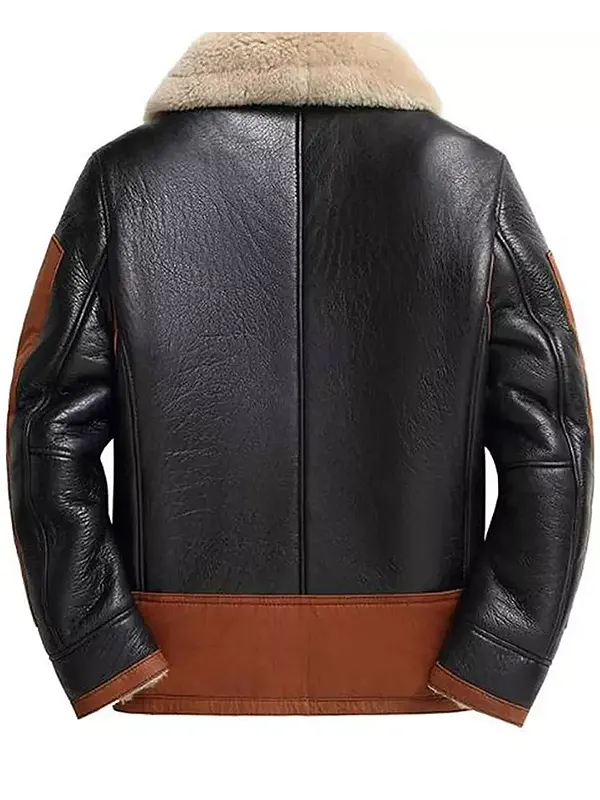 Alternative view of Men Black and Brown B3 Shearling Leather Jacket