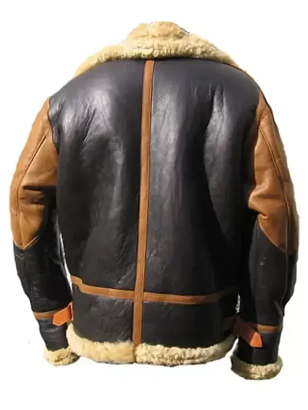 Alternative view of Men Brown and Black Leather Shearling B3 Flight Jacket