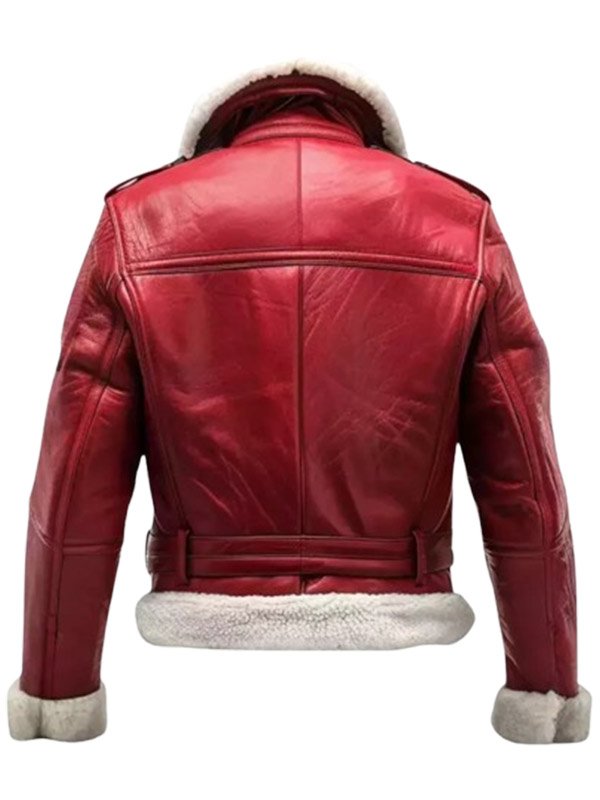 Alternative view of Men?s Red Leather Shearling Aviator Jacket