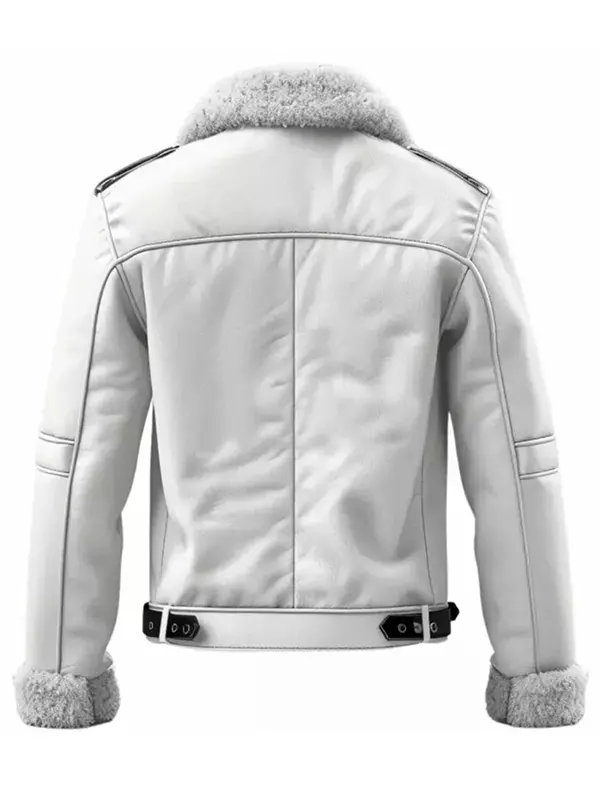Alternative view of Men B3 White Shearling Leather Jacket