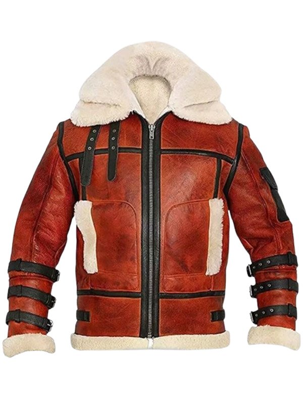 Men RAF B3 Bomber Aviator Brown Leather Jacket
