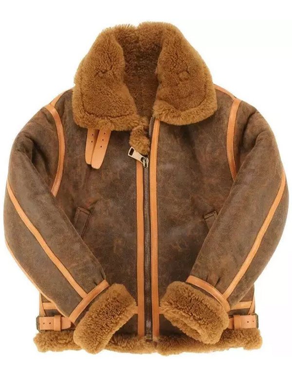 Mens B3 RAF Brown Sheepskin Leather Jacket