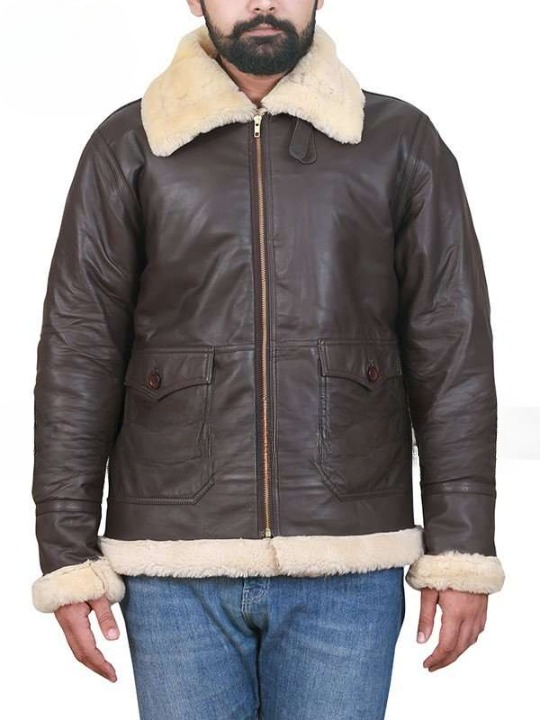 Aviator B3 Men Real Sheepskin Shearling Leather Jacket