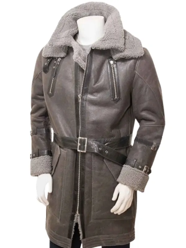 Mens Grey Shearling Coat