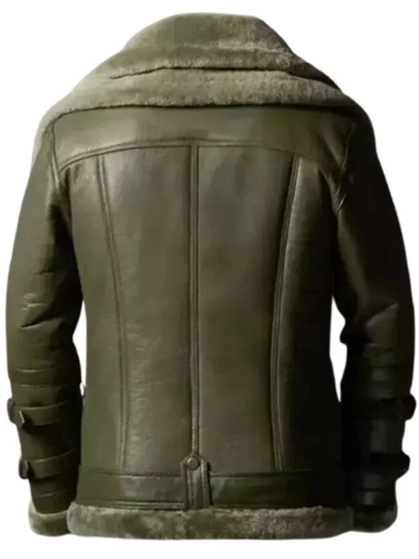 Alternative view of B3 Aviator RAF Green Shearling Leather Jacket