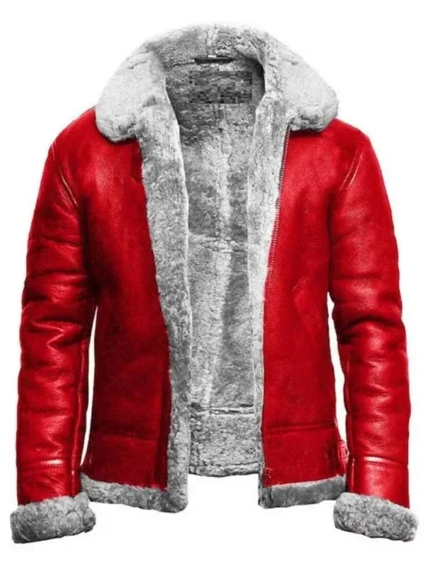 Mens Red Shearling Jacket