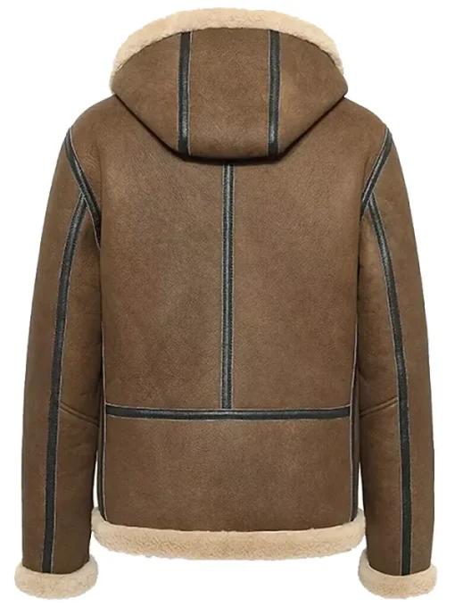 Alternative view of Men Brown Shearling B3 Hooded Bomber Jacket