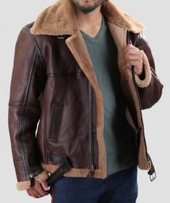 WW2 B3 Bomber Real Shearling Brown Shearling Sheepskin Leather Jacket
