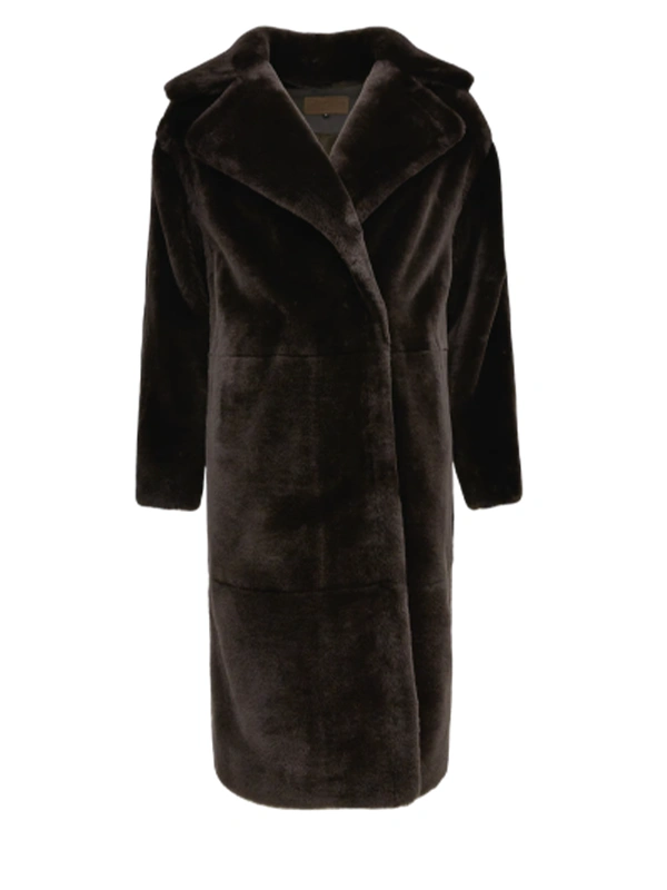 Womens Dark Brown Shearling Coat