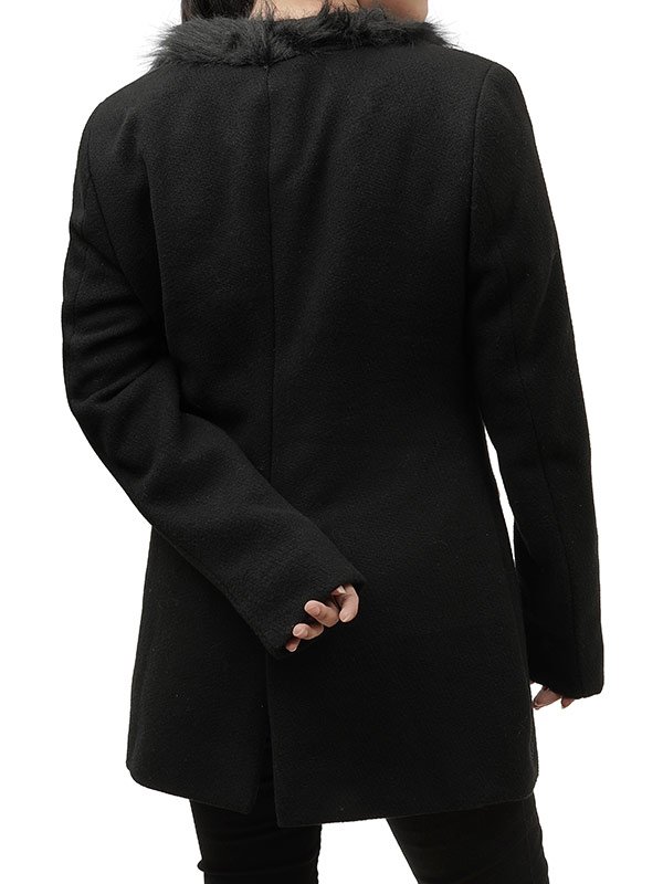 Black Faux Fur Coat For Women - Image 4