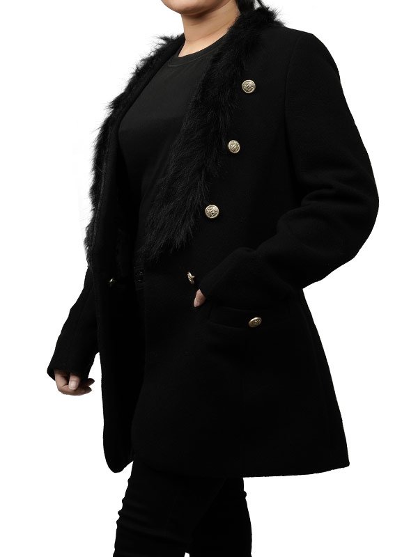 Black Faux Fur Coat For Women - Image 3