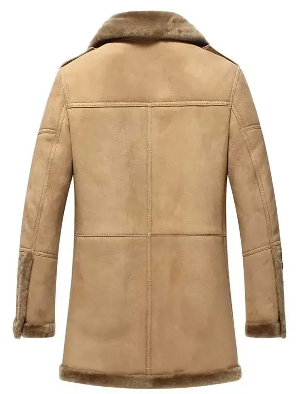 Alternative view of Mens Brown Long Shearling Leather Coat